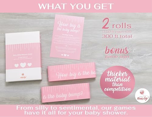 Party Hearty Funny Baby Shower Games 2 Rolls Tummy Measure Tape