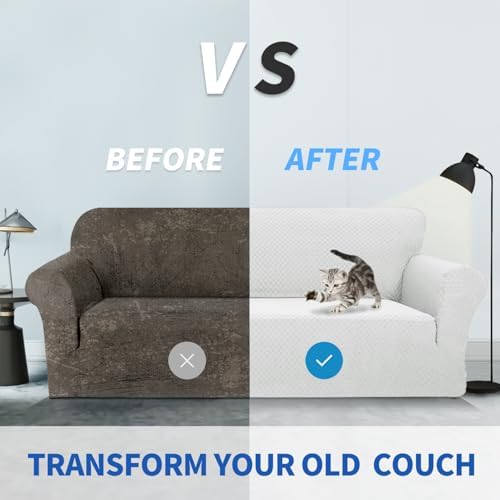 ZNSAYOTX 1 Piece Jacquard Sofa Cover - Extra Large White