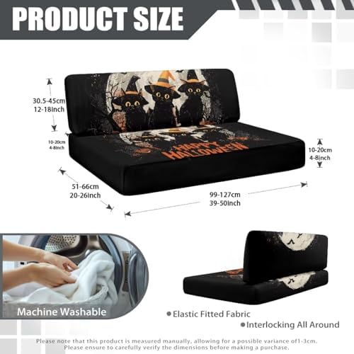 Wetoricau Cat Halloween Pattern 2PCS Sofa Slipcover