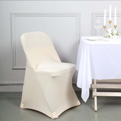 Stretchy Spandex Fitted Chair Cover for Dining Events Beige