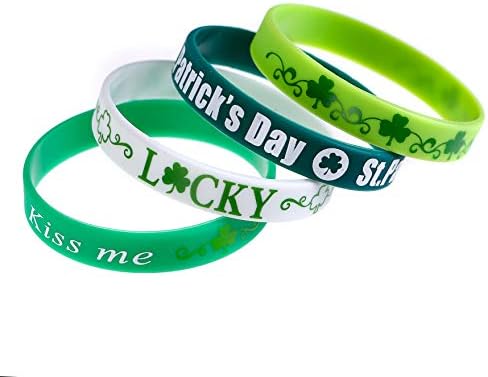 CCINEE St Patricks Day Green Shamrock Silicone Wristbands 36 Pack