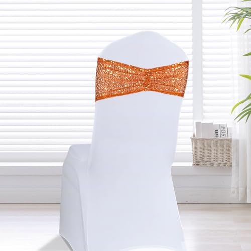 Eternal Beauty Orange Sequin Chair Bands Set of 10
