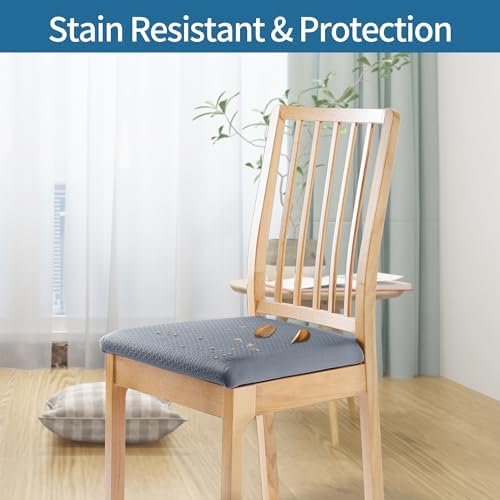 Smiry Dining Chair Covers Set of 6 Stretch Jacquard Grey