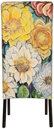 Flowers Print Stretchable Dining Chair Cover - Removable and Machine Washable