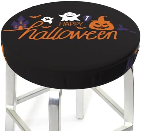 Orange Black Halloween Bar Stool Covers 13 Round Seat Covers