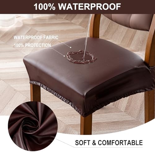 Waterproof PU Leather Dining Chair Covers Set of 4 1
