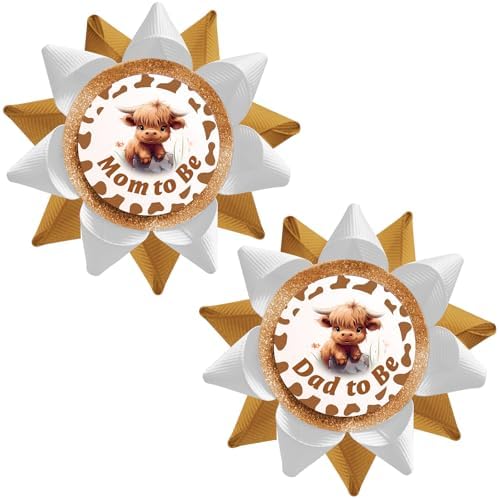 Handmade Highland Cow Mom to Be Pin Dad to Be Pin 1