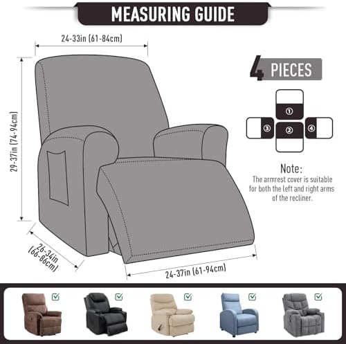 TAOCOCO Recliner Cover 4-Piece Chocolate