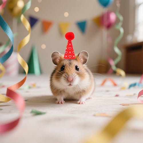 12 Pcs Mini Felt Party Hats with Pom Poms