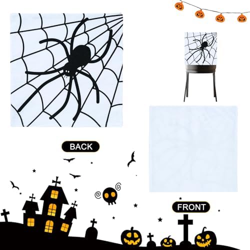 Halloween Chair Covers with Spider and Skeleton Design Set of 4