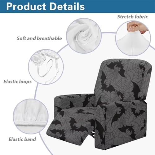 Talayituse Recliner Slipcover with Pockets Halloween Decor 4 Pieces
