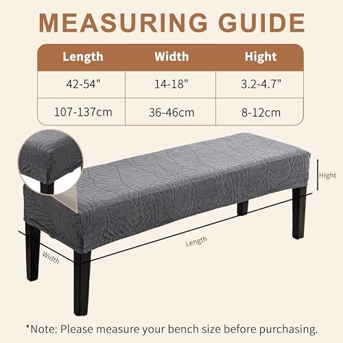 Genina Stretch Jacquard Dining Bench Cover - Dark Gray 1