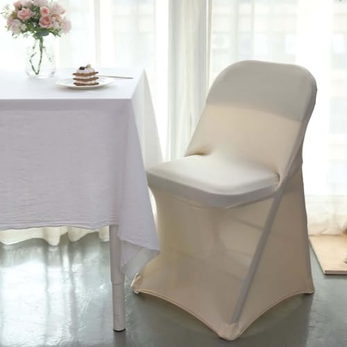 Stretchy Spandex Fitted Chair Cover for Dining Events Beige