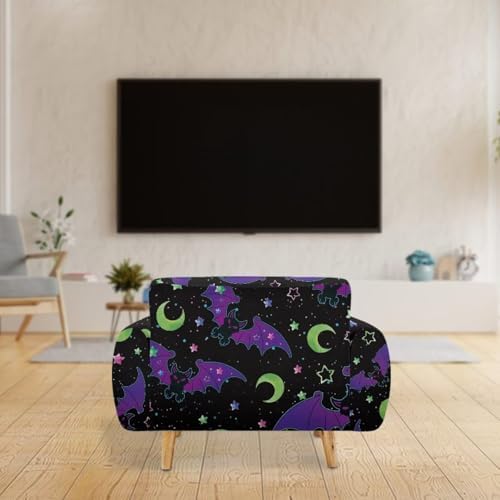 Halloween Purple Bat Sofa Slipcover for 2 Seater 1