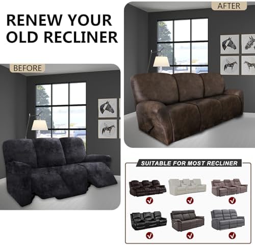 Molasofa Recliner Sofa Covers 8 Piece Dark Brown