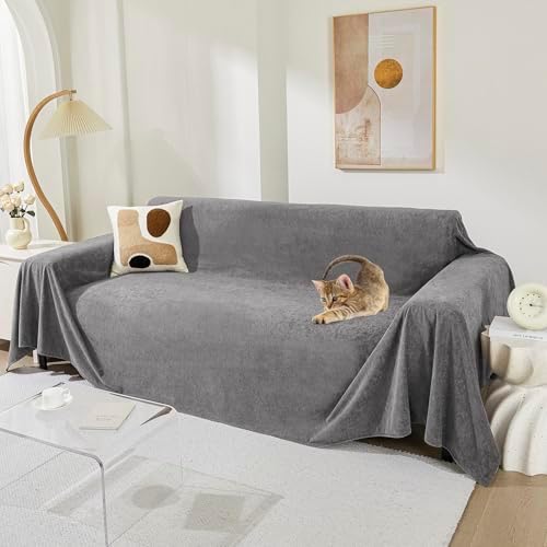 MEETSKY Couch Cover for 2 Cushion Couch Grey