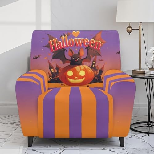 Halloween Bat Pumpkin Recliner Slipcover 4 Piece Set 1