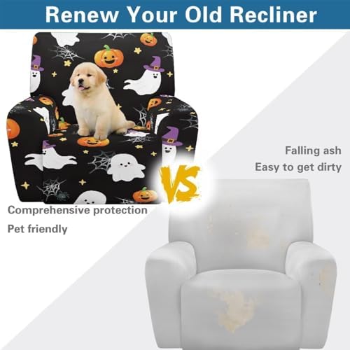Pumpkin Spider Web Print Recliner Slipcover