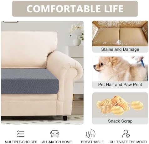 SearchI Stretch Jacquard Sofa Cushion Covers Medium Grey