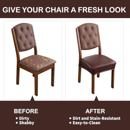 Waterproof PU Leather Dining Chair Covers Set of 4 1