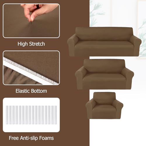 Peryiter 3 Pcs Slipcover Set for Couch Furniture Covers