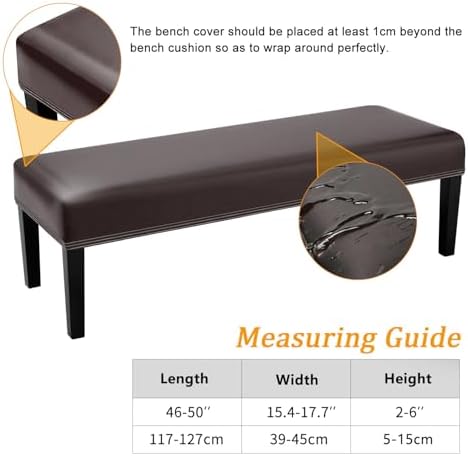 Dining Bench Covers Waterproof PU Leather Slipcover for Upholstered Benches