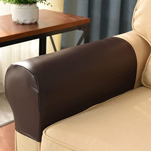Vctops Waterproof Faux Pu Leather Armrest Covers Dark Coffee 2pcs