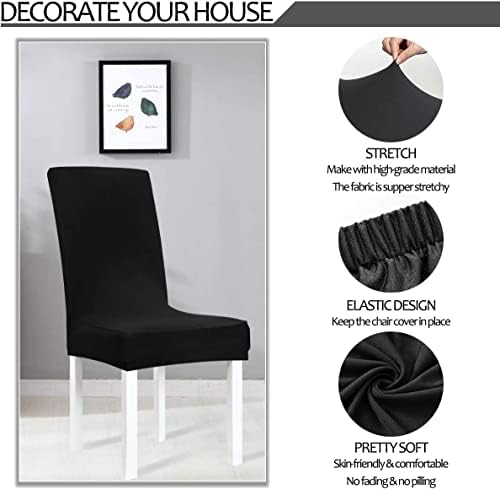 Obstal Black Chair Covers 6 Pack Universal Stretch Spandex