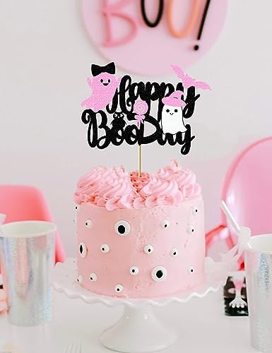 Pink Ghost Cake Toppers - Halloween Birthday Decorations 1