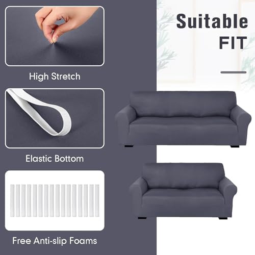 Peryiter 2 Pcs Loveseat Covers Set for Couch and Living Room Sofa