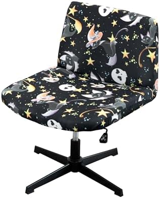 Halloween Black Cat Armless Chair Cover Protector 1