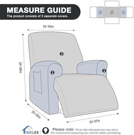 Timeles Recliner Chair Cover Stretch Soft Washable Gray