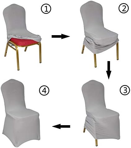 WELMATCH Silver Stretch Spandex Chair Covers 24 PCS