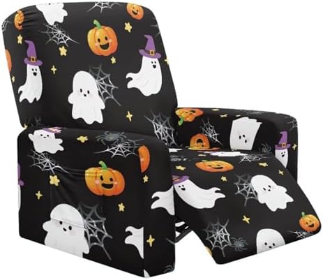 Pumpkin Spider Web Print Recliner Slipcover