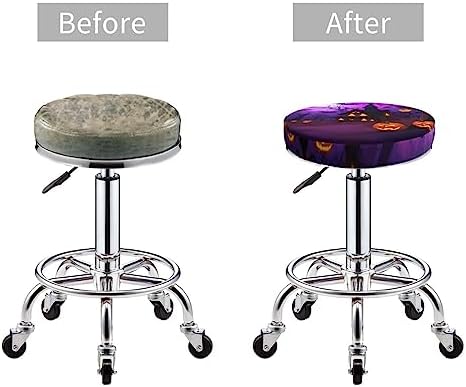 Ouqiuwa Halloween Pumpkin Bar Stool Covers Round Soft Cushion 14 inch