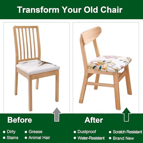 CRFATOP Waterproof Dining Chair Seat Covers Set of 4