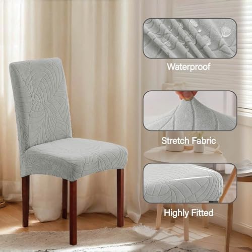 Waterproof Dining Chair Covers Set of 4 Light Grey 1