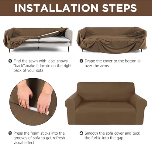 Peryiter 3 Pcs Slipcover Set for Couch Furniture Covers