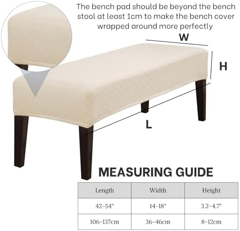 SearchI Stretch Dining Bench Cover - Beige