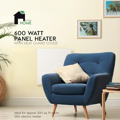 EconoHome Wall Mount Space Heater Panel - 400W with Thermostat and Heat Guard
