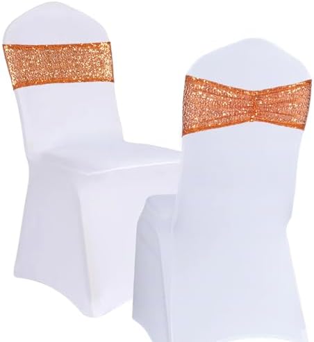 Eternal Beauty Orange Sequin Chair Bands Set of 10