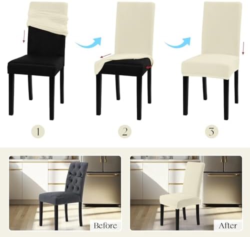 MOSAYT Velvet Dining Chair Covers Set of 4 - Stretchable for Parsons Chairs