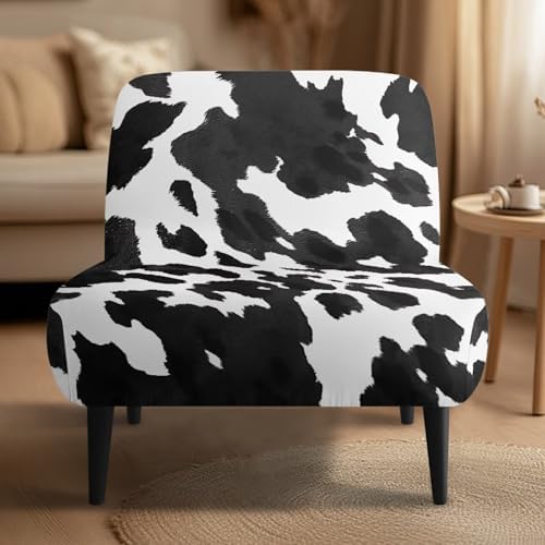 Glenlcwe Black Cowhide Armless Accent Chair Cover 1