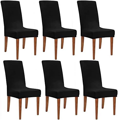 Obstal Black Chair Covers 6 Pack Universal Stretch Spandex