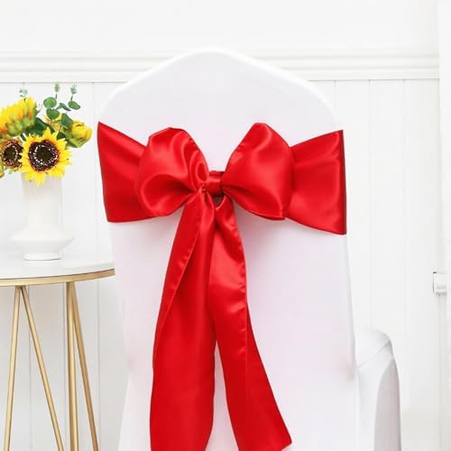 50 Piece Satin Red Chair Bows for Weddings and Events