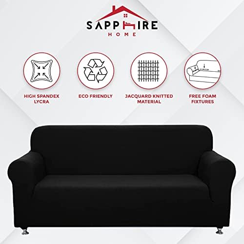 Sapphire Home 2-Piece Sofa and Loveseat Slipcovers Set Black