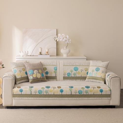Chenille Boho Jacquard Couch Cover 36x70 White 1 PCS Non Slip Sectional Slipcover