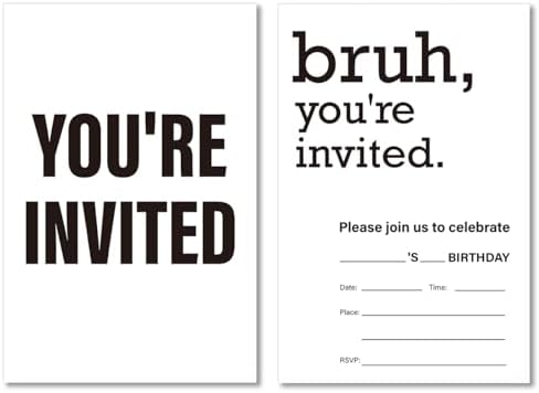 Soiceu Teen Boy Birthday Invitations with Envelopes Set of 20