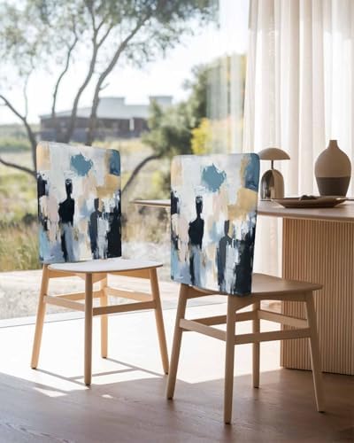 Abstract Oil Painting Chair Covers 4 Pack for Dining Room