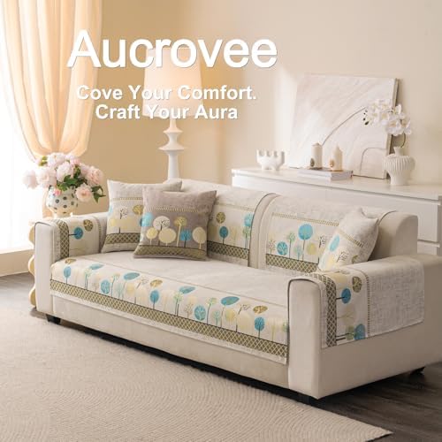 Chenille Boho Jacquard Couch Cover 36x70 White 1 PCS Non Slip Sectional Slipcover